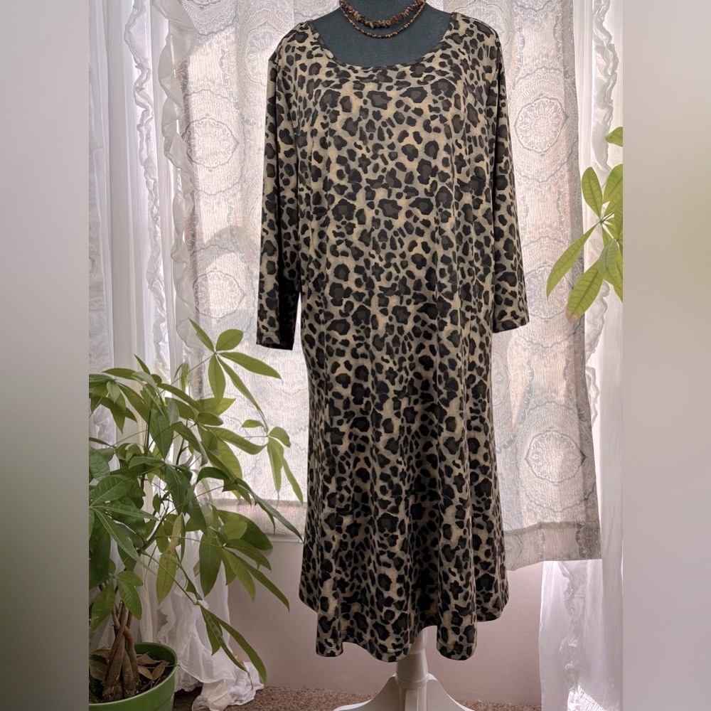 Ellos Animal Print Long Sleeve Dress